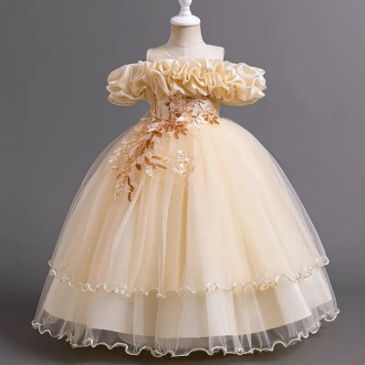 (Size: 9-11 Years) MQATZ Fashion Children Appliqued Clothing Frock Design Party Dress for Flower Girls