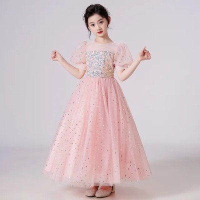 Puff Sleeve Princess Dresses Girls Dresses for Wedding Birthday Party