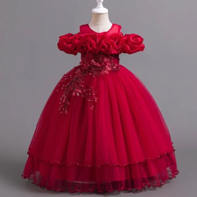 MQATZ Fashion Children Appliqued Clothing Frock Design Party Dress for Flower Girls