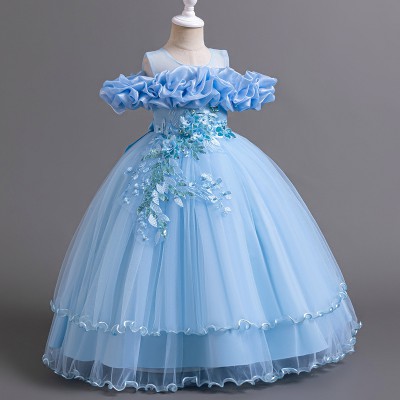 MQATZ Fashion Children Appliqued Clothing Frock Design Party Dress for Flower Girls
