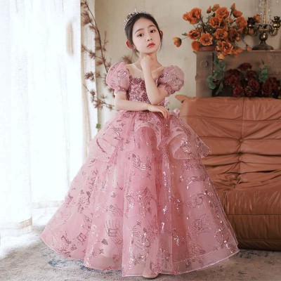 👑 Elegant Dusty Pink Princess Baby Girl Party Gown